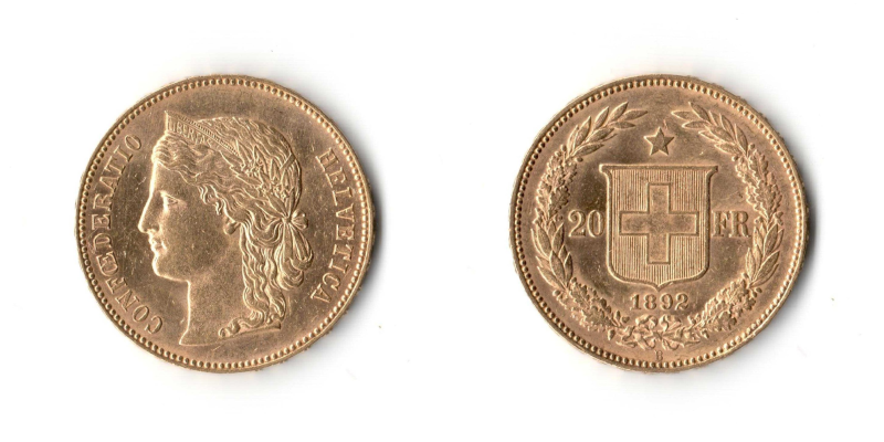 Svizzera, 20 Franchi 1892 FDC